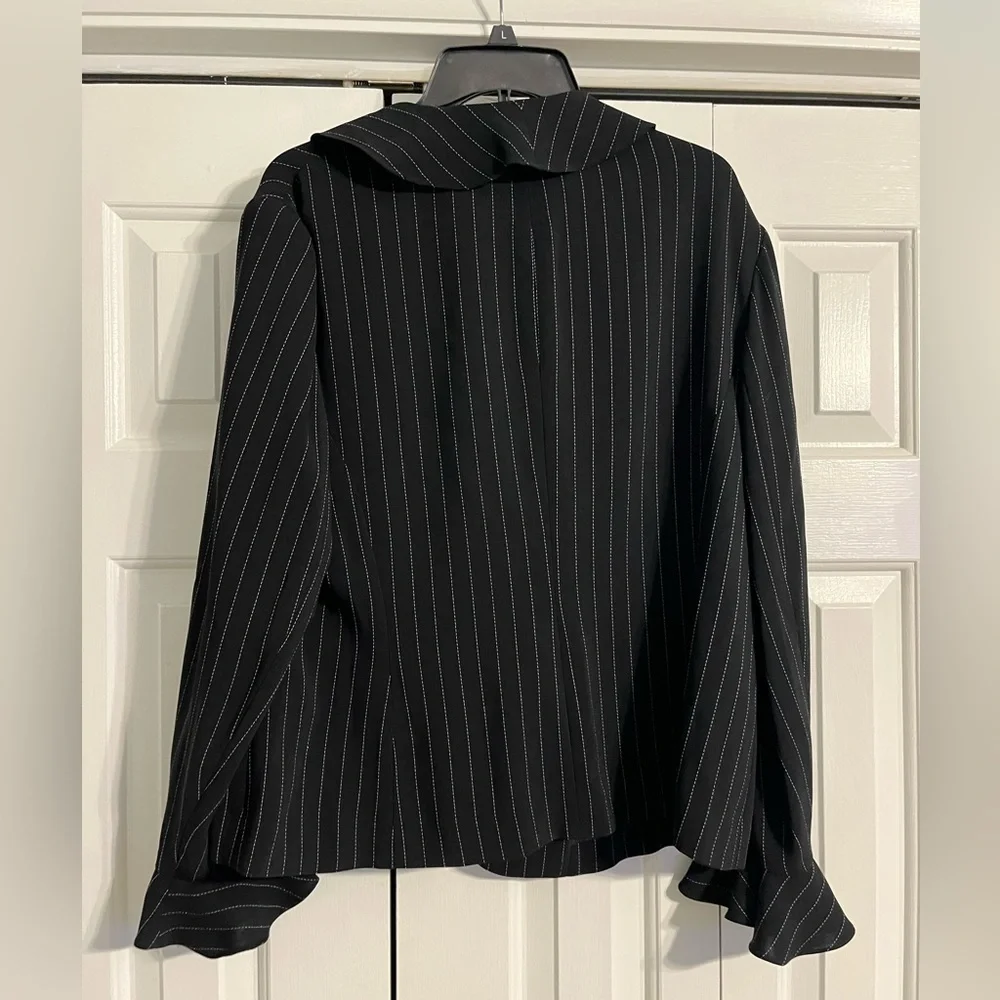 Nordstrom encore pinstripe ruffle blazer jacket 0X - Picture 2 of 5